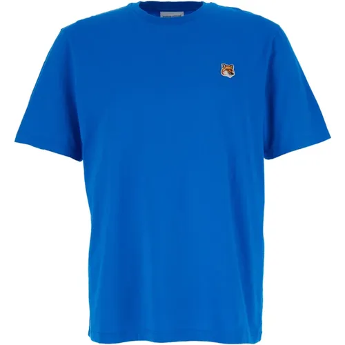 Blau Fox Head Patch T-Shirt,Blaue T-Shirts und Polos mit Fox Head Patch,Fox Head Patch T-Shirt - Maison Kitsuné - Modalova