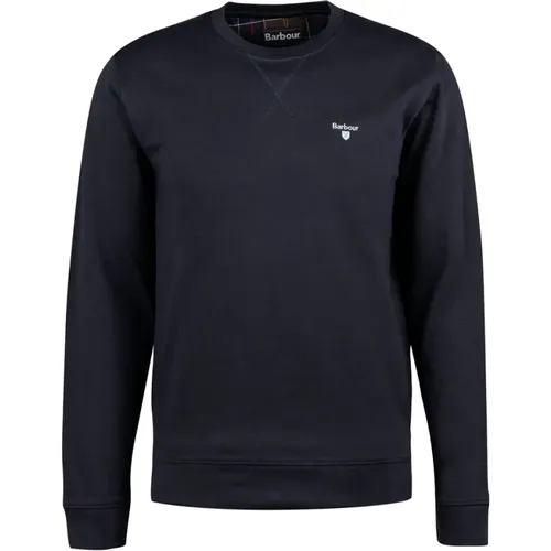 Navy Crew-Neck Sweatshirt mit Gebürsteter Baumwolle , Herren, Größe: L - Barbour - Modalova