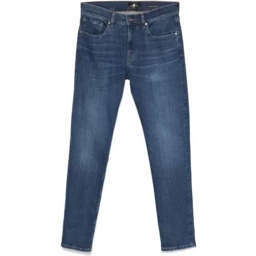 Indigo Denim Jeans Tapered Leg , Herren, Größe: W40 - 7 For All Mankind - Modalova