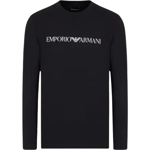 Men`s Slim-Fit Long Sleeve Cotton T-Shirt , male, Sizes: S - Emporio Armani - Modalova