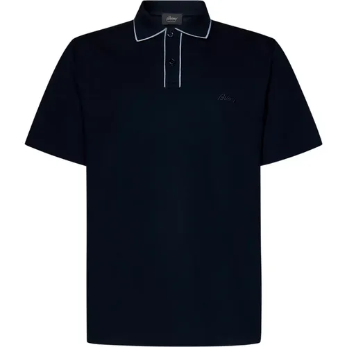Blaues Polo Shirt mit Logo-Stickerei - Brioni - Modalova
