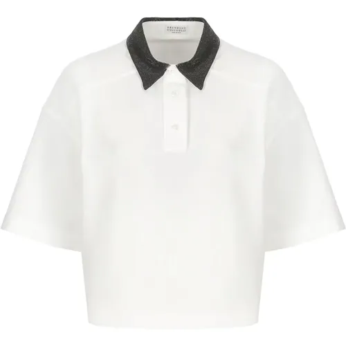 Cotton Polo Shirt with Brass Details , female, Sizes: M, S - BRUNELLO CUCINELLI - Modalova