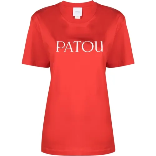 Rotes Logo Print Baumwoll T-shirt , Damen, Größe: S - Patou - Modalova
