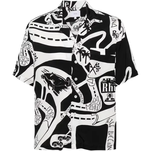 Graphic Silk Twill Shirt , male, Sizes: L, 2XL - Rhude - Modalova