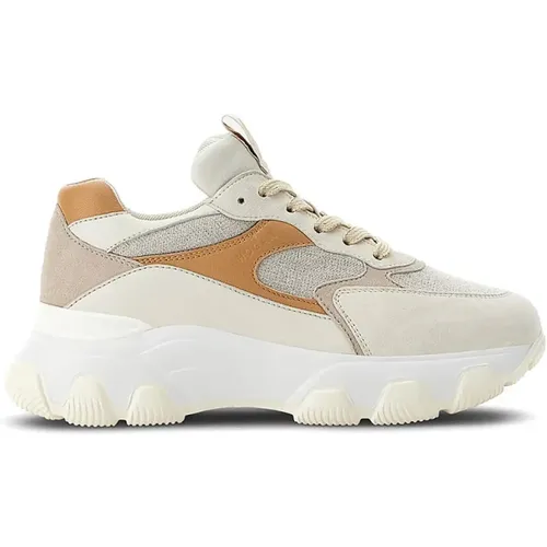 Beige Hyperactive Wildleder Sneakers , Damen, Größe: 35 1/2 EU - Hogan - Modalova