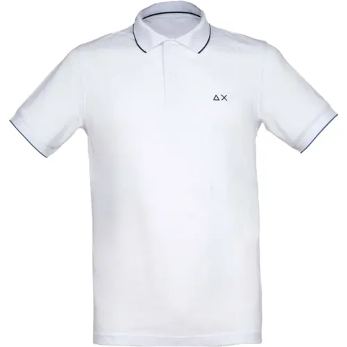 Gestreiftes Kragen Polo Shirt Weiß , Herren, Größe: XL - Sun68 - Modalova
