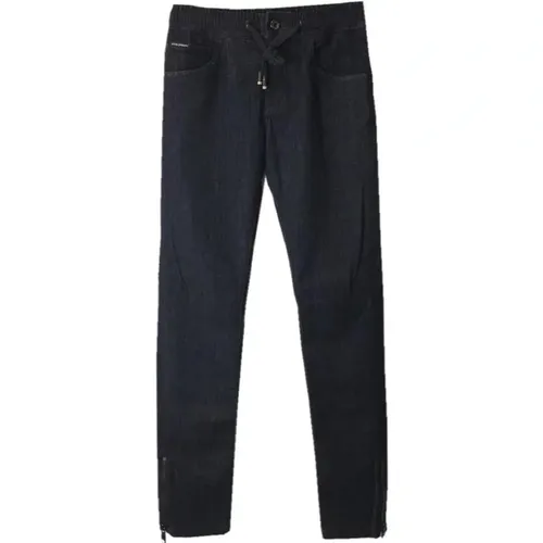 Stretch Cotton Drawstring Jeans with Ankle Zipper , male, Sizes: S - Dolce & Gabbana - Modalova