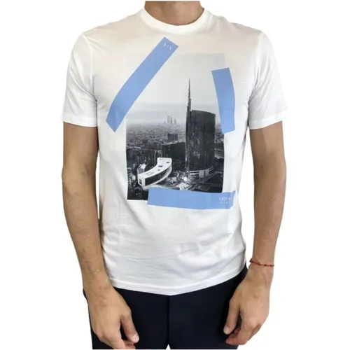 Weißes T-Shirt mit kurzen Ärmeln , Herren, Größe: 2XL - Armani Exchange - Modalova