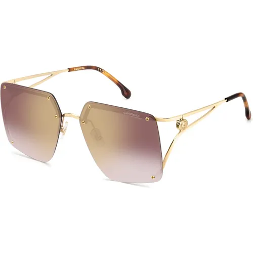 Goldene Elfenbein-Sonnenbrille mit Burgund-Spiegel , Damen, Größe: 60 MM - Carrera - Modalova