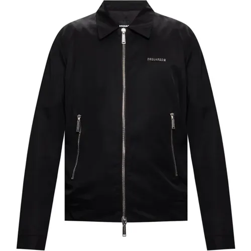 Stilvolle Schwarze Logo-Jacke für Männer - Dsquared2 - Modalova