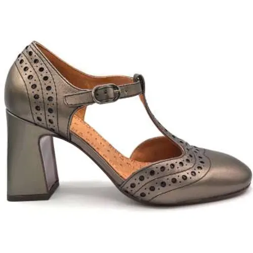 Leather T-bar Heels Steel Color , female, Sizes: 3 UK, 4 UK, 7 UK, 6 UK - Chie Mihara - Modalova