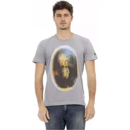 Stylisches Graues Baumwoll T-Shirt , Herren, Größe: M - Trussardi - Modalova