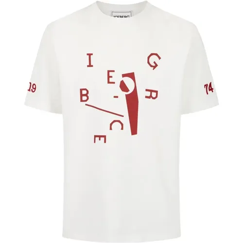 Elegantes Buchstabendruck T-Shirt , Herren, Größe: M - Iceberg - Modalova