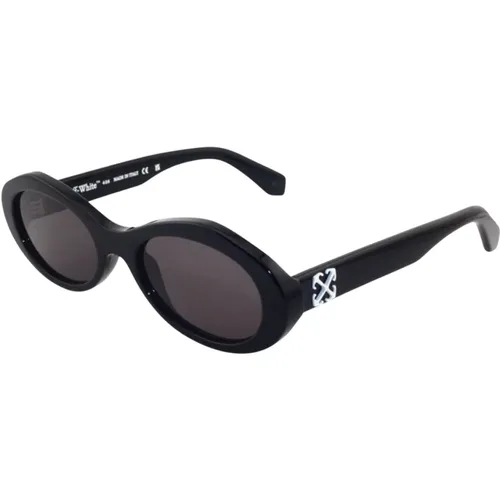 Edison Sunglasses Dark Grey Lenses , female, Sizes: 55 MM - Off White - Modalova