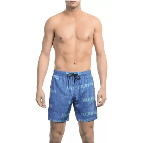 Blaue Badeshorts mit All-Over-Print , Herren, Größe: M - Bikkembergs - Modalova