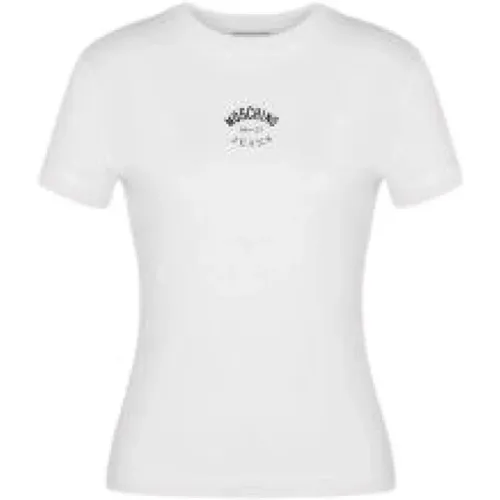 Weißes Logo Front T-Shirt , Damen, Größe: XS - Moschino - Modalova