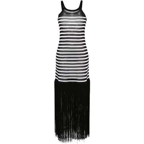 Striped Knitted Dress with Fringed Edge , female, Sizes: M, S - Khaite - Modalova