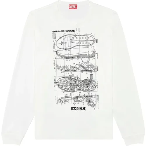 Langarm-T-Shirt mit Prototype-Print , Herren, Größe: 2XL - Diesel - Modalova