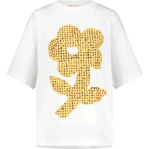 Floral Print T-Shirt , female, Sizes: 3XS, 2XS, 4XS - Marni - Modalova
