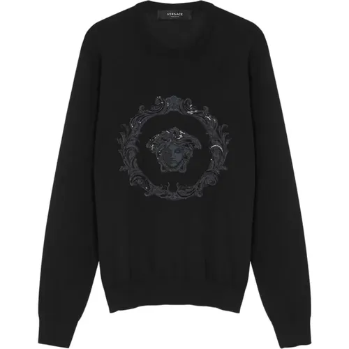 Nero Knit Sweater , male, Sizes: L, XL - Versace - Modalova