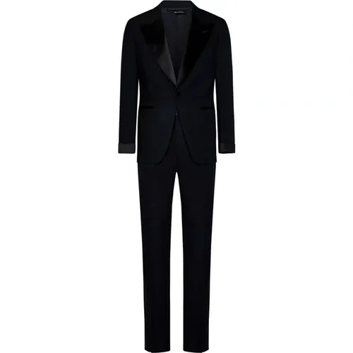 Wool Tuxedo Suit Black Satin , male, Sizes: 3XL, 2XL - Tom Ford - Modalova