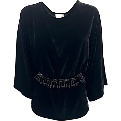 Velvet Shirt with Jewel Belt , female, Sizes: M - P.a.r.o.s.h. - Modalova