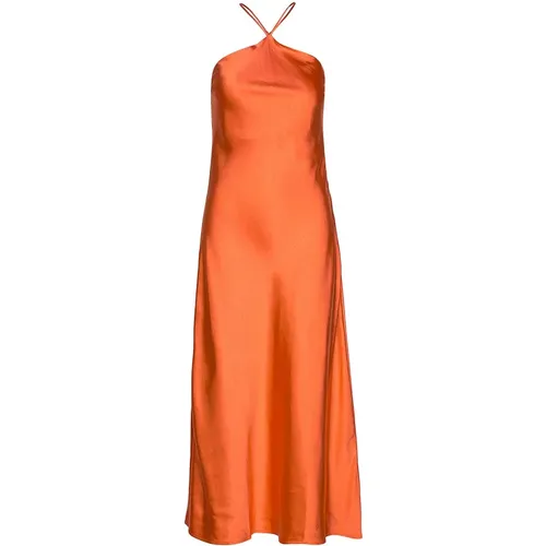 Seidiges Midi-Kleid Rot , Damen, Größe: L - Envii - Modalova