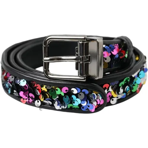 Sequined Metal Buckle Belt , female, Sizes: 90 CM - Dolce & Gabbana - Modalova