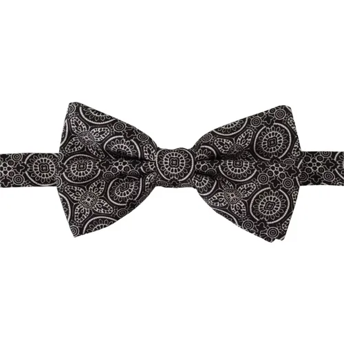 Schwarze Weiße Seidenverstellbare Hals-Papillon-Krawatte , Herren, Größe: ONE Size - Dolce & Gabbana - Modalova