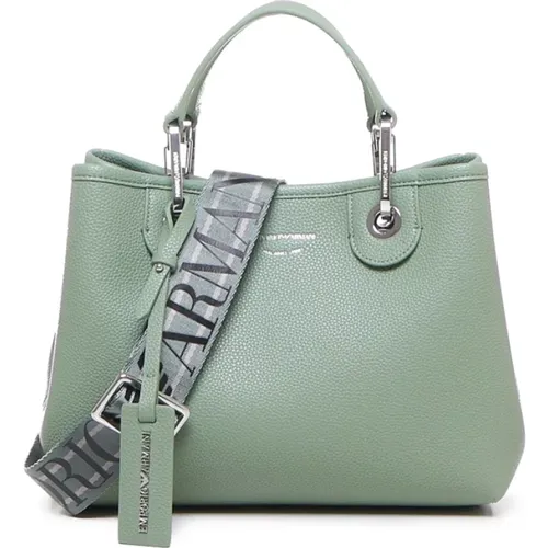 Grüne Tasche mit Gehämmerter Textur und Logo-Druck , Damen, Größe: ONE Size - Emporio Armani - Modalova
