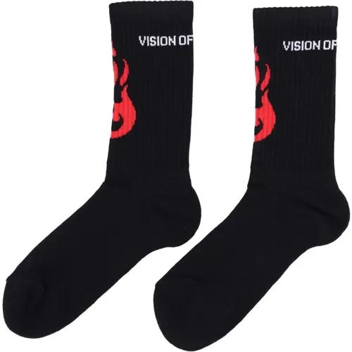 Feuer Logo Schwarz/Rote Socken - VISION OF SUPER - Modalova