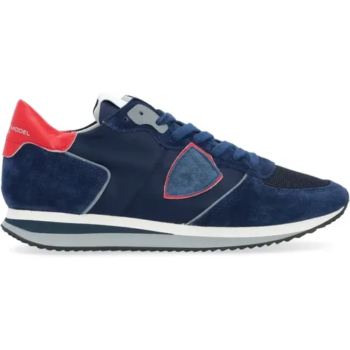 Blaue und Rote Tropez X Sneaker , Herren, Größe: 41 EU - Philippe Model - Modalova