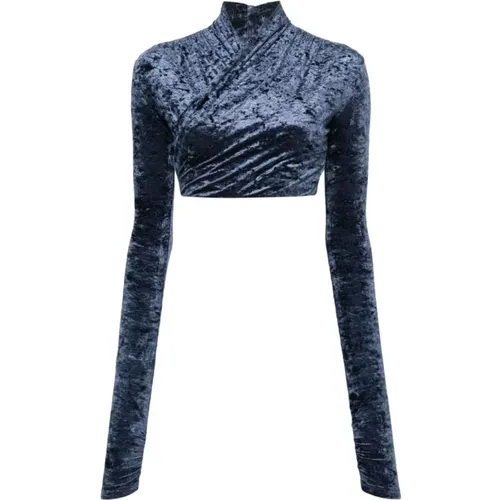 Blaues Crossover-Crop-Top im Ophelia-Stil - Andamane - Modalova