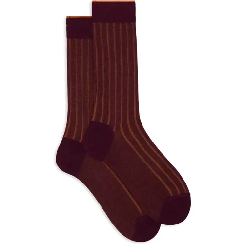 Burgundy Wide-Rib Cotton Socks , Damen, Größe: S - Gallo - Modalova