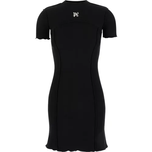 Monogram Mini Kleid Schwarz Off White , Damen, Größe: XS - Palm Angels - Modalova