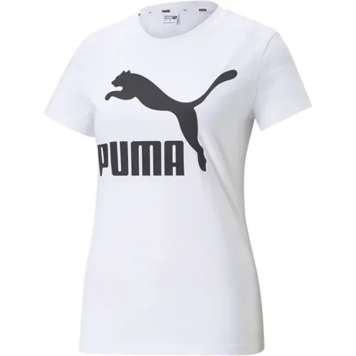 Logo TShirt - Weiß, Rundhals, Kurzarm , Damen, Größe: M - Puma - Modalova