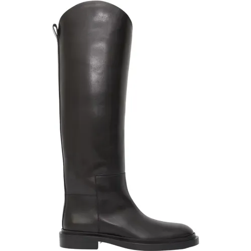 Leather Knee-Length Ankle Boots , female, Sizes: 4 UK, 5 1/2 UK - Jil Sander - Modalova
