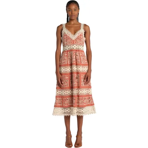 Brown Lace Epaulet Dress , female, Sizes: XS - Sea NY - Modalova