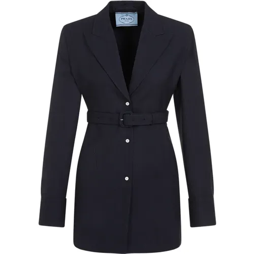 Navy Wool Jacket , female, Sizes: XS - Prada - Modalova