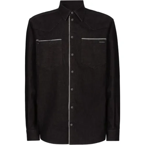 Contrast Trim Denim Shirt , male, Sizes: 3XL, M, XL, 2XL - Dolce & Gabbana - Modalova