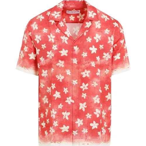 Red Floral Cuban Collar Shirt , male, Sizes: S - Orlebar Brown - Modalova