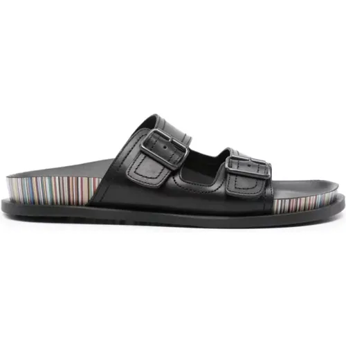 Black Artist Stripe Sandals , male, Sizes: 7 UK, 9 UK, 8 UK, 10 UK, 6 UK, 11 UK - Paul Smith - Modalova
