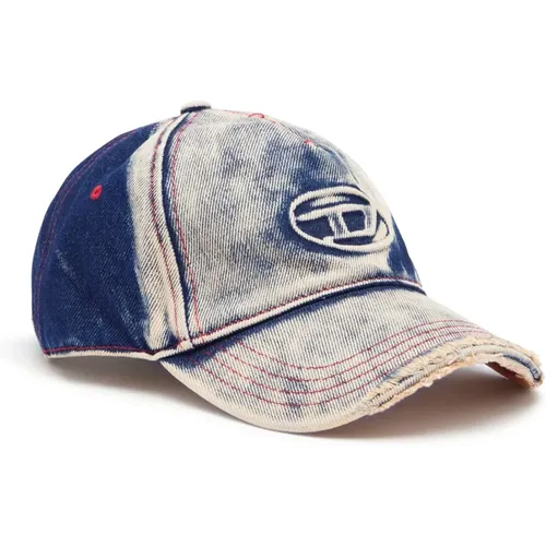 Distressed Denim Hat with Stitched Visor , male, Sizes: M - Diesel - Modalova