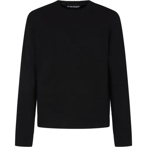 Schwarzer Pullover mit gebogenem Logo , Herren, Größe: S - Palm Angels - Modalova