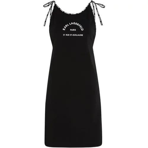 Schwarzes Logo Weißes Kleid , Damen, Größe: S - Karl Lagerfeld - Modalova
