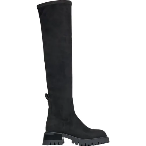 Women`s Knee-High Boots made of Genuine Velour with Soft Shaft Er00114927 , female, Sizes: 3 UK, 5 UK, 4 UK - Estro - Modalova