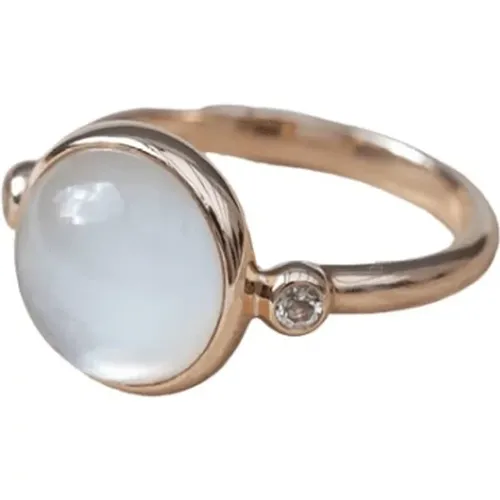 Ring mit Bergkristall und weißem Perlmutt , Damen, Größe: 50 MM - Julie Sandlau - Modalova