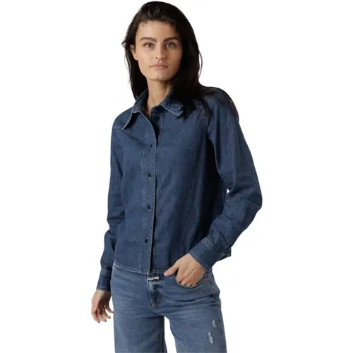 Denim Western Bluse Mid , Damen, Größe: XL - closed - Modalova