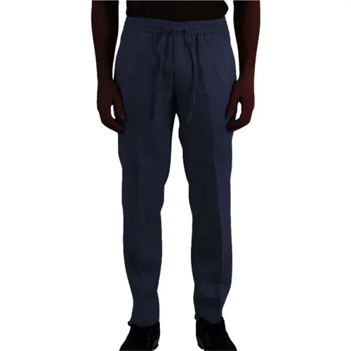 Leinen Chinos Marineblau Elastischer Bund , Herren, Größe: W35 - Michael Coal - Modalova