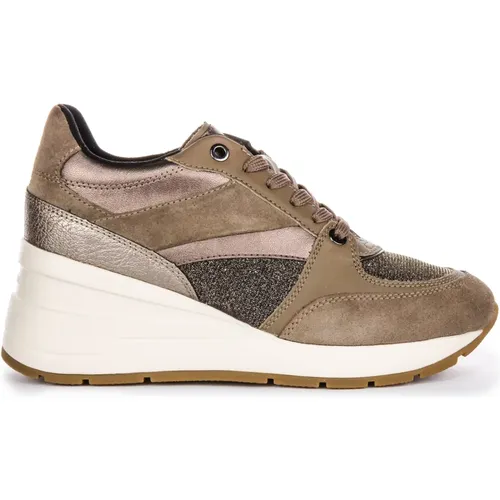 Taupe Platform Sneakers For Women , female, Sizes: 5 UK, 7 UK, 6 UK, 4 UK - Geox - Modalova